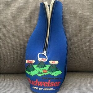 Vintage bottle zipper soft koozie Budweiser frogs 90s collectible good